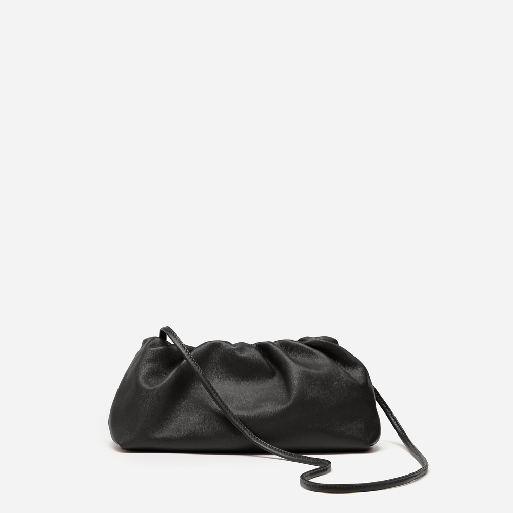 Lowell in Black Onyx front view strap falling over
