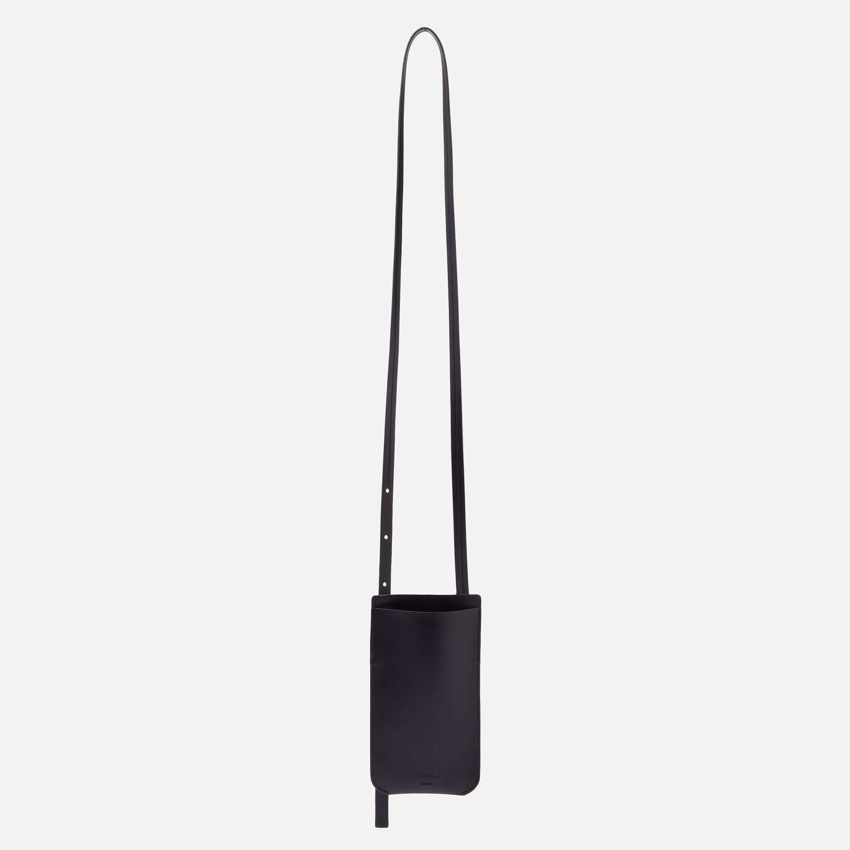 Elia Vegan Phone Bag in Black Onyx on longest strap front 