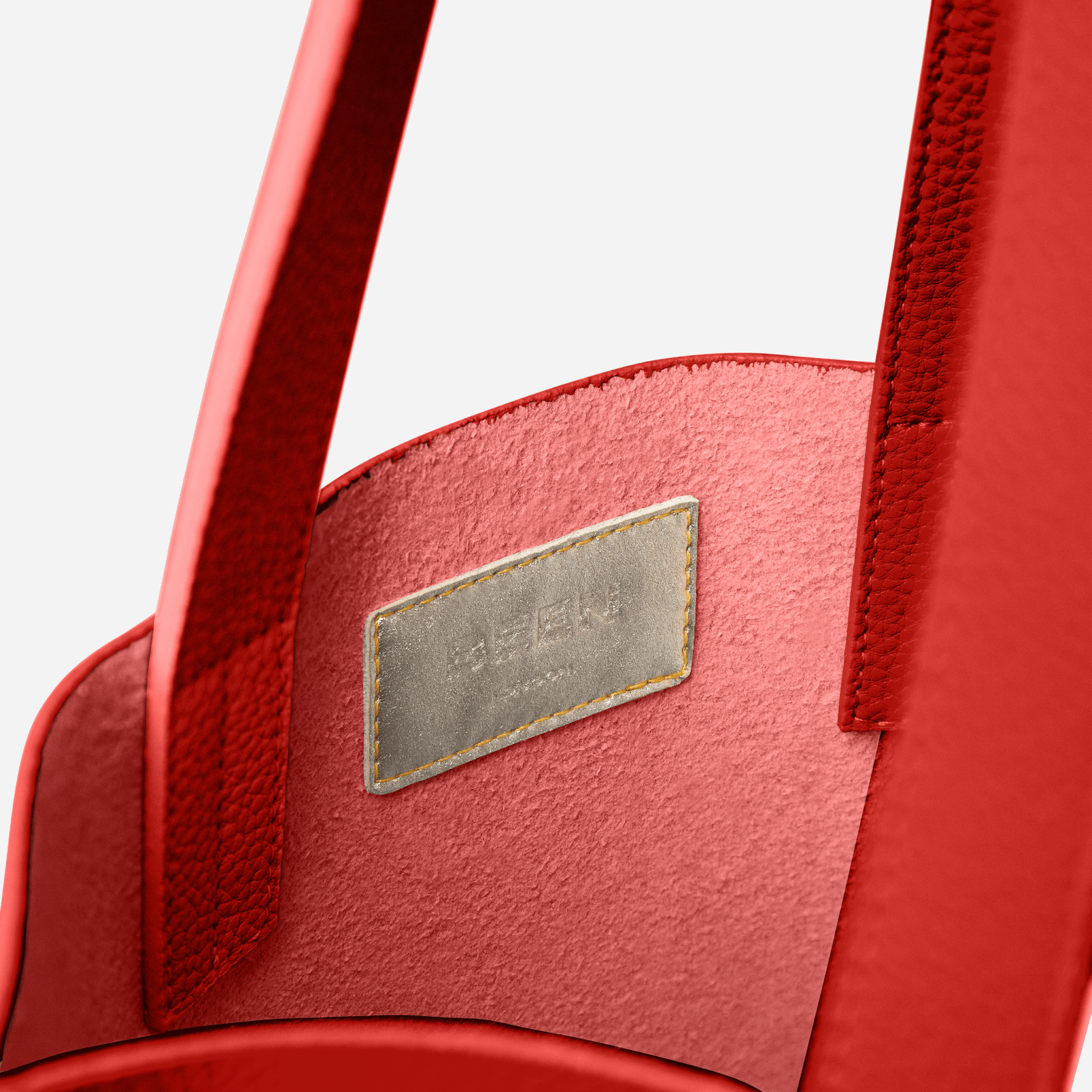 East Tote in Coral Red interior logo